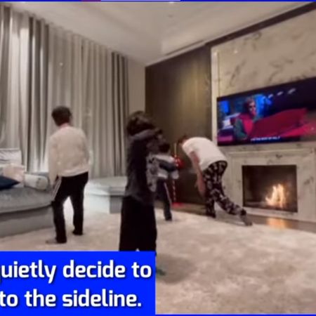 Ciro Messi Roccuzzo playing football inside his room along with his father and two siblings.